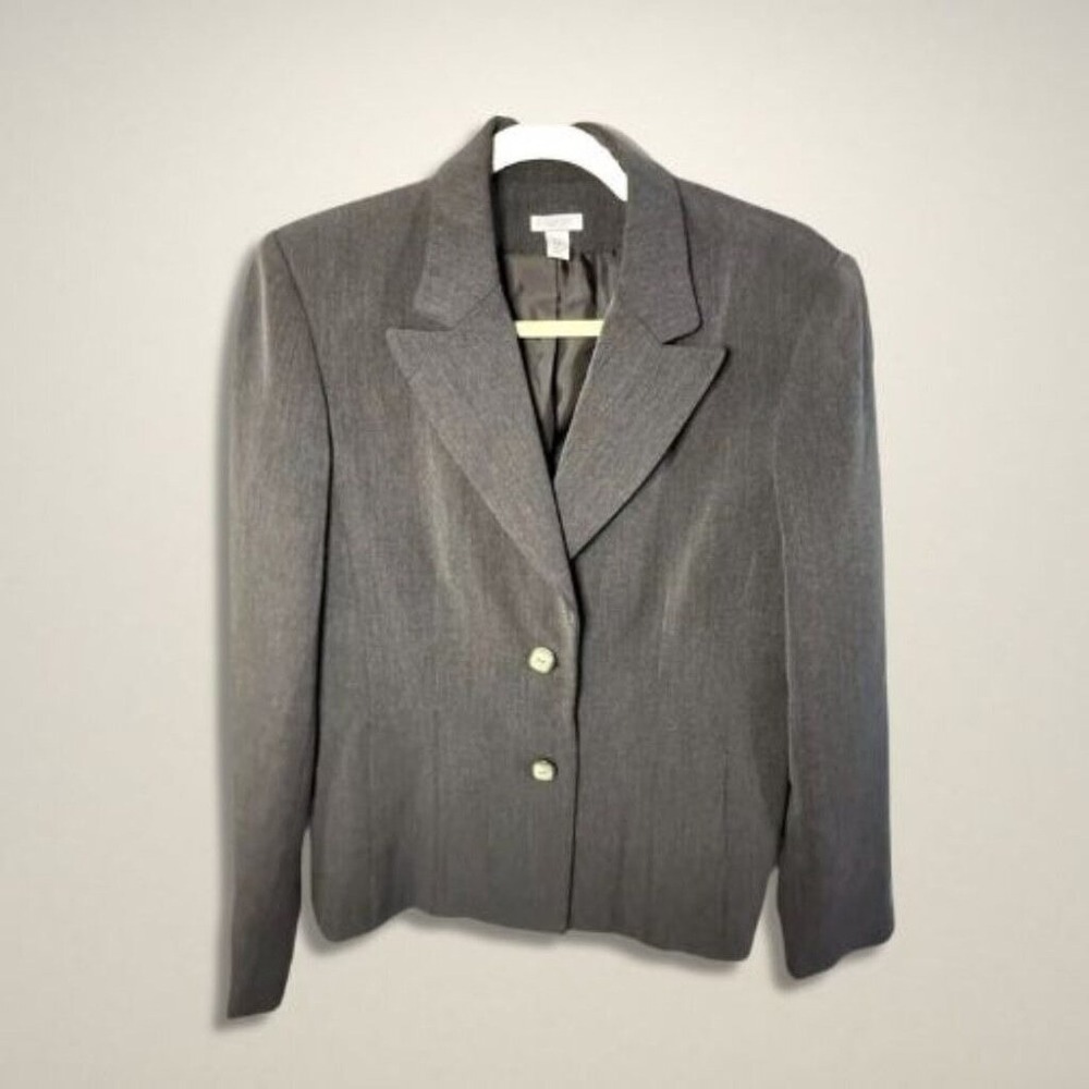 Apt 9 Womens Gray Glen Plaid Two Button Stretch Blazer Jacket Size 14